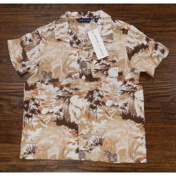 Janie and Jack Safari Linen Cabana Shirt Boys Kids Size 3 NWT - Picture 1 of 2